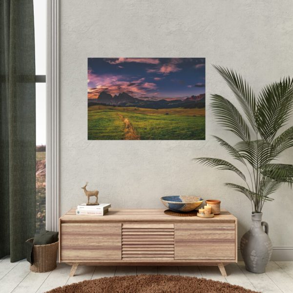 Scenic Sky Clouds and Sunset Above Mountains Poster