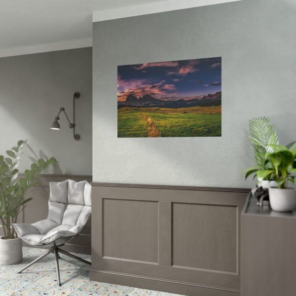 Scenic Sky Clouds and Sunset Above Mountains Poster