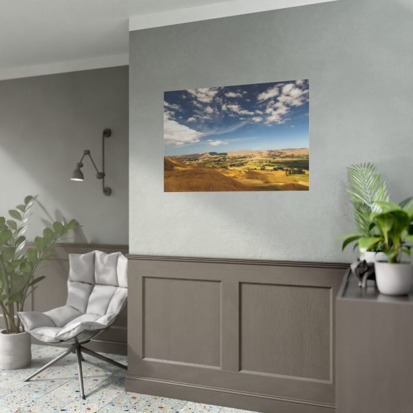 92408-248.jpg Green and Yellow Fields Under Light Clouds Poster