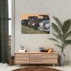 Antique Trucks and Cars Along the Road Poster
