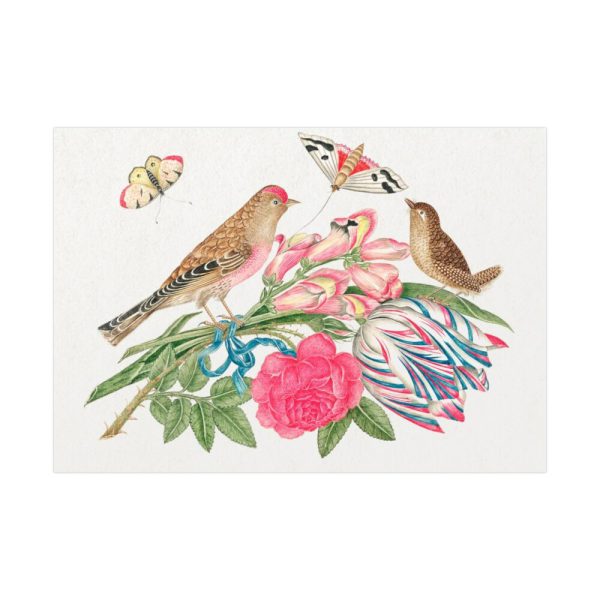 Brown Birds on Bouquet with Tulip Poster