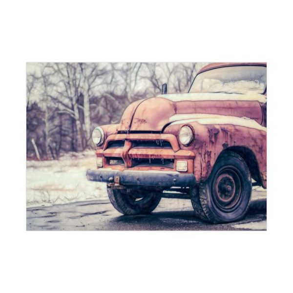 Abandoned Rusty Truck in Winter Poster