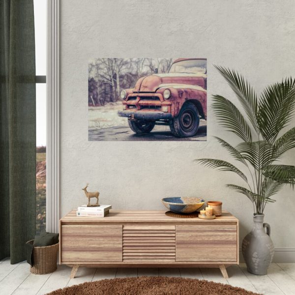 Abandoned Rusty Truck in Winter Poster
