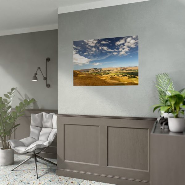 92409-248.jpg Green and Yellow Fields Under Light Clouds Poster