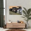 Antique Trucks and Cars Along the Road Poster