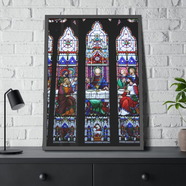 93830-107.jpg Last Supper Stained Glass Framed Poster