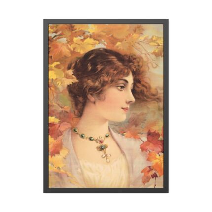 Aesthetic Woman in Autumn Framed Poster