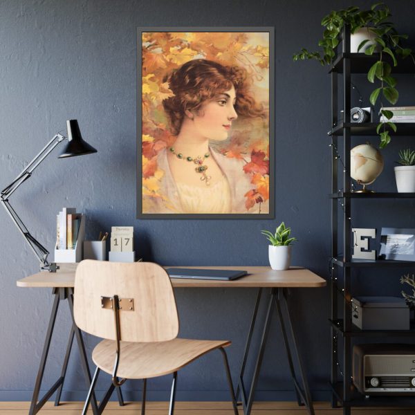 Aesthetic Woman in Autumn Framed Poster
