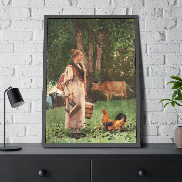 The Milk Maid by Winslow Homer Framed Poster