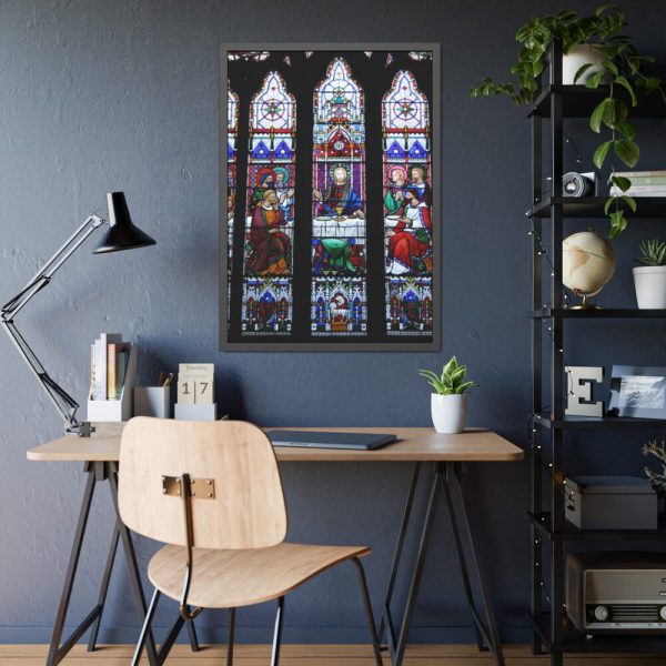 93831-102.jpg Last Supper Stained Glass Framed Poster