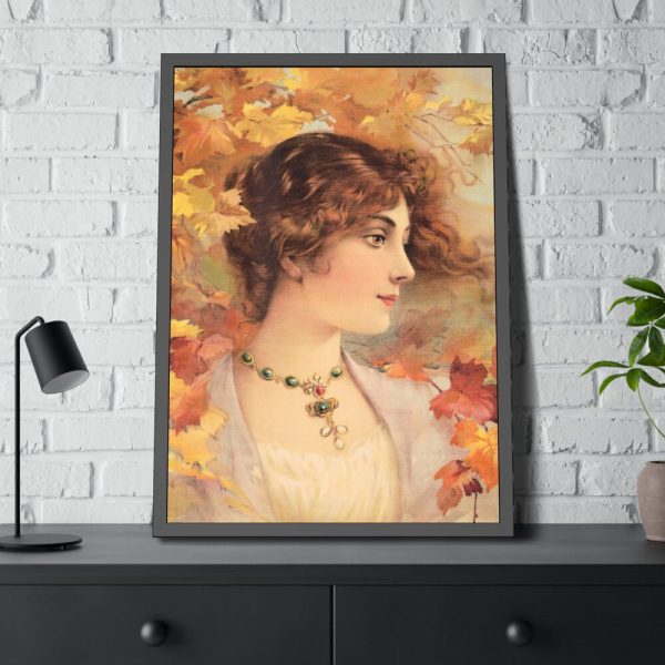 Aesthetic Woman in Autumn Framed Poster