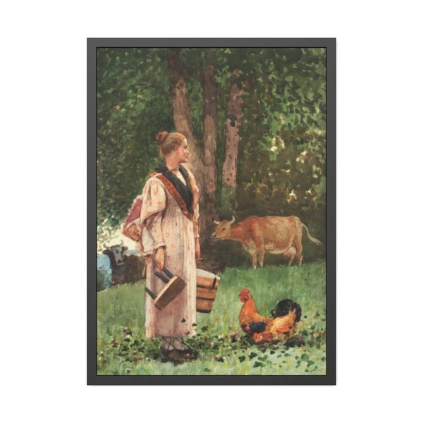 The Milk Maid by Winslow Homer Framed Poster