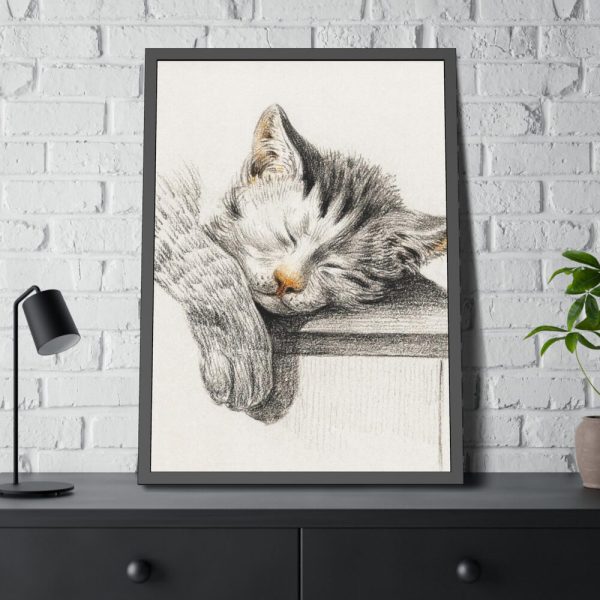 Sketch of a Sleeping Cat Framed Poster