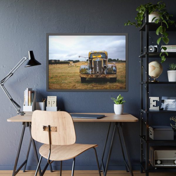 Car Field Old Truck Motor Framed Poster