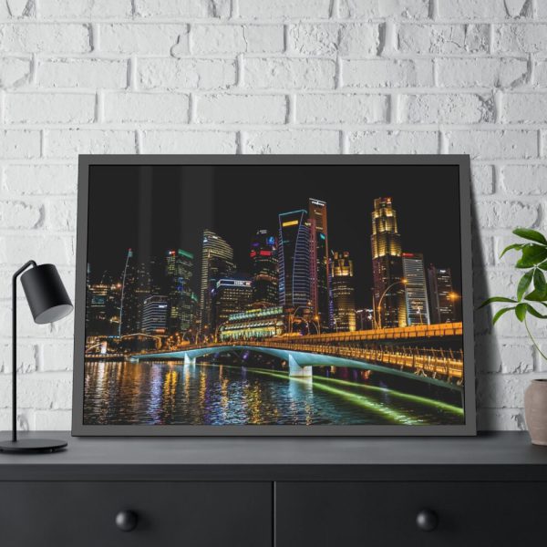 93854-143.jpg Skyscrapers lights Framed Poster