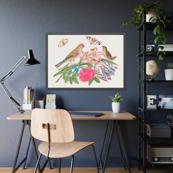 93854-166.jpg Brown Birds on Bouquet with Tulip Framed Poster