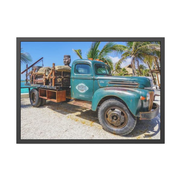 Vintage Truck on the Beach Framed Poster