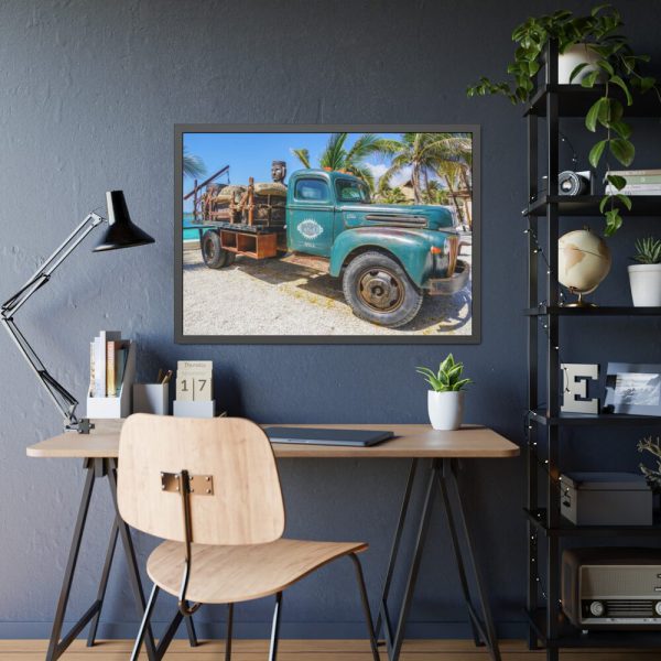 Vintage Truck on the Beach Framed Poster