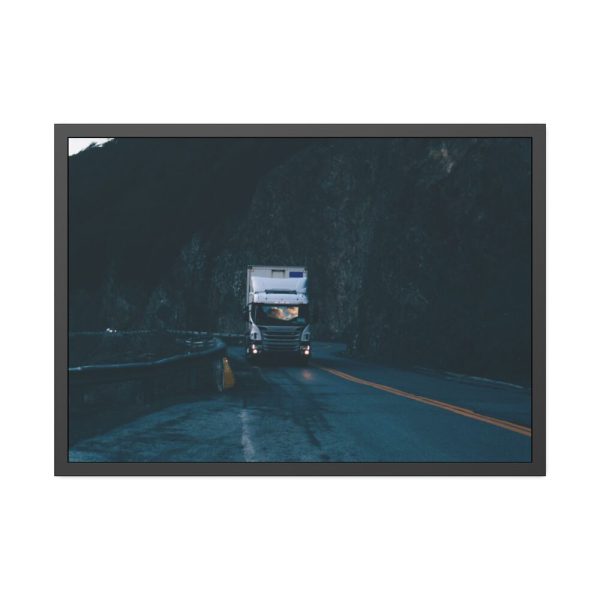 Scania Truck on the Road in the Mountains Framed Poster