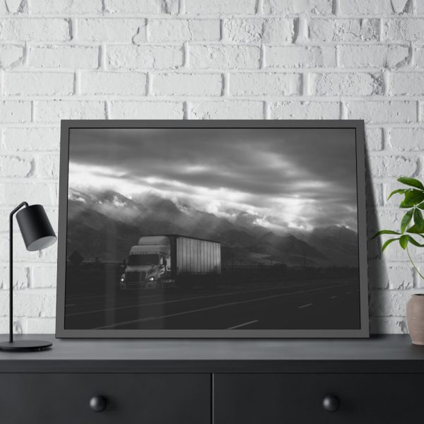 Truck on Highway 395 Indio United States Framed Poster