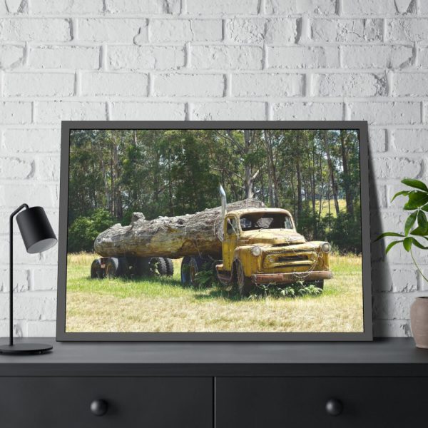93854-239.jpg Log Truck Wrapped in Wire Framed Poster