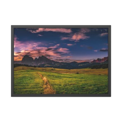 Scenic Sky Clouds and Sunset Above Mountains Framed Poster