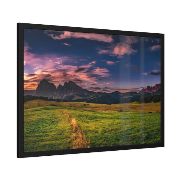 Scenic Sky Clouds and Sunset Above Mountains Framed Poster