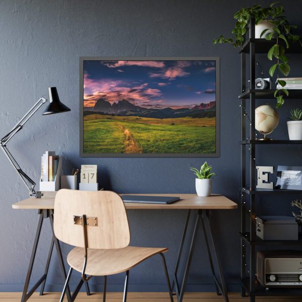 Scenic Sky Clouds and Sunset Above Mountains Framed Poster