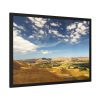93854-333.jpg Green and Yellow Fields Under Light Clouds Framed Poster