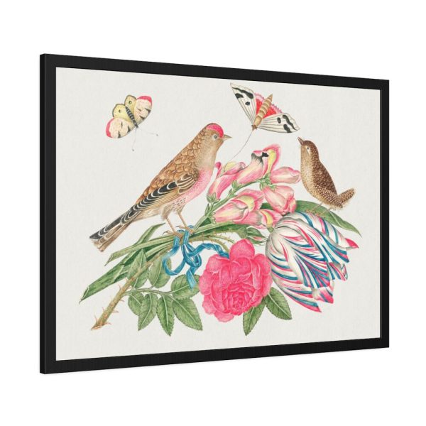 93855-165.jpg Brown Birds on Bouquet with Tulip Framed Poster
