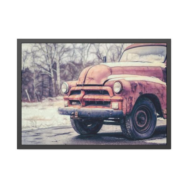 Abandoned Rusty Truck in Winter Framed Poster