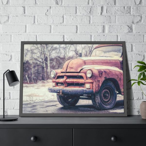 Abandoned Rusty Truck in Winter Framed Poster