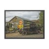 Vintage Truck by the Hut in Desert Framed Poster