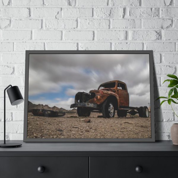 Broken Truck Left in the Desert Framed Poster