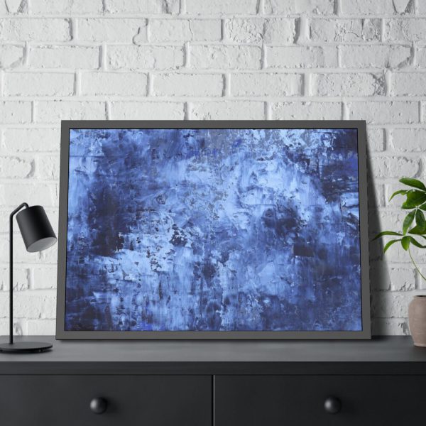 93855-343.jpg Blue Stripes With Blurred Texture Framed Poster