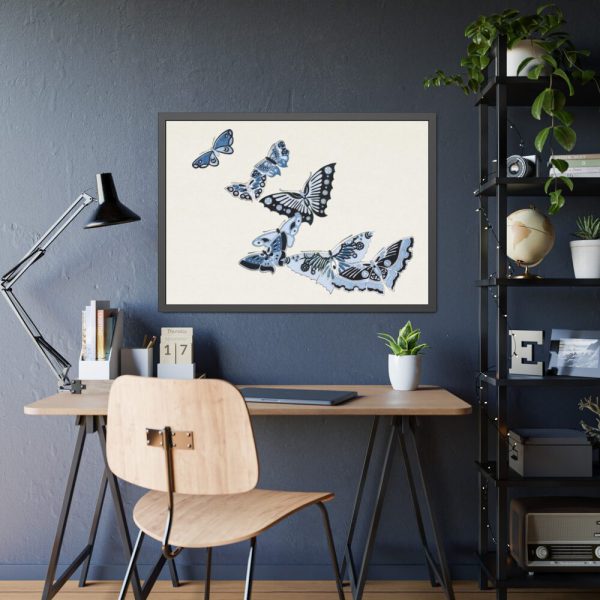 Japanese butterfly by Kamisaka Sekka's Cho senshu Framed Poster