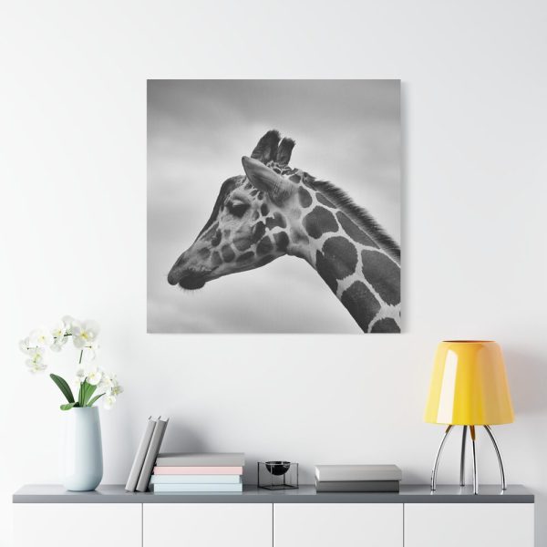 101419-37.jpg Black-and-White Photo of a Giraffe's Head Standard Canvas