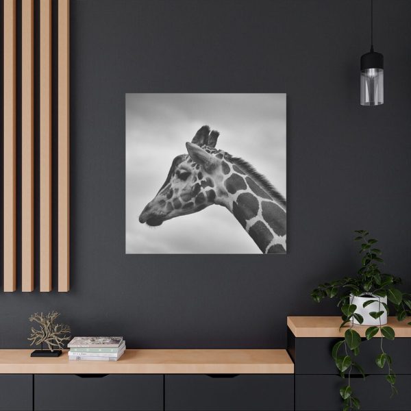 101419-38.jpg Black-and-White Photo of a Giraffe's Head Standard Canvas