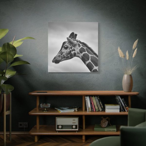 101419-39.jpg Black-and-White Photo of a Giraffe's Head Standard Canvas