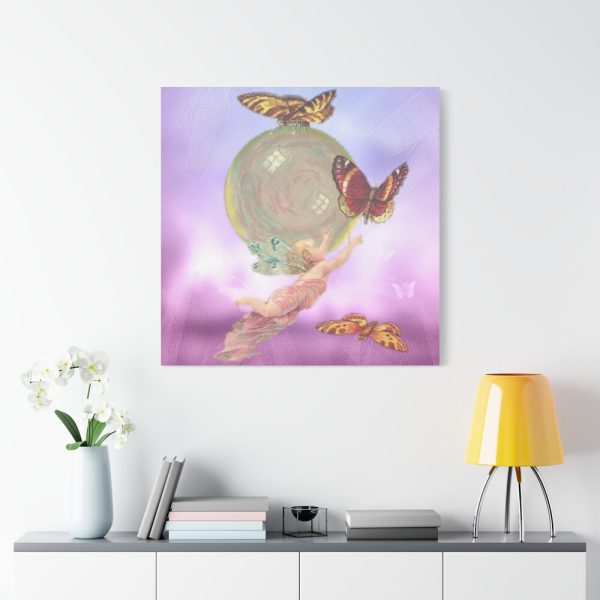 Vintage Angel Butterflies Cherub Standard Canvas