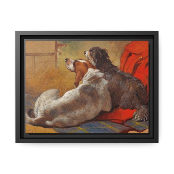 A Hound and a Bearded Collie by John Frederick Herring Framed Canvas