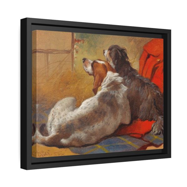 A Hound and a Bearded Collie by John Frederick Herring Framed Canvas