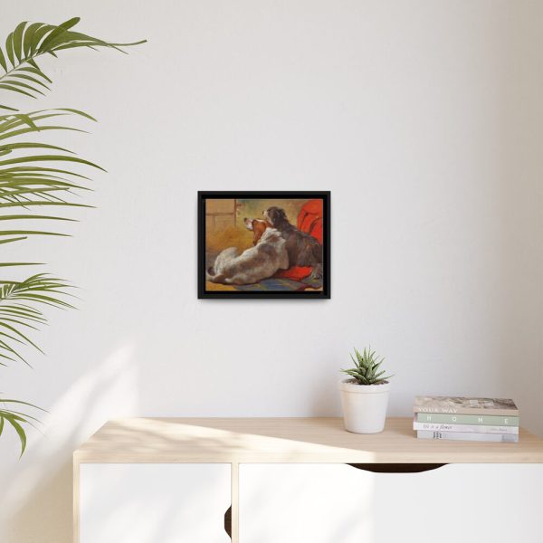 A Hound and a Bearded Collie by John Frederick Herring Framed Canvas
