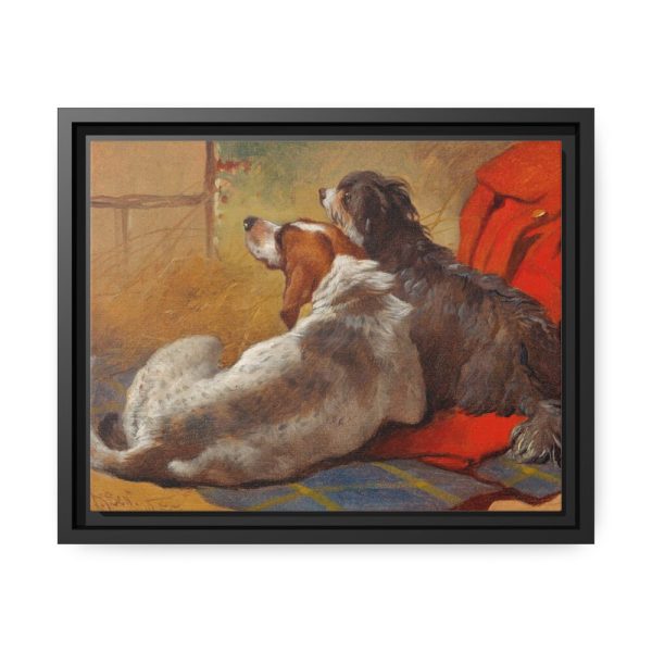 A Hound and a Bearded Collie by John Frederick Herring Framed Canvas