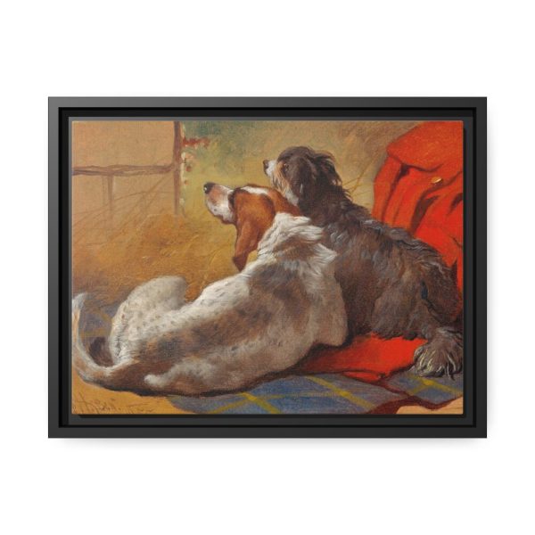 A Hound and a Bearded Collie by John Frederick Herring Framed Canvas