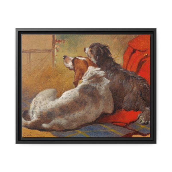 A Hound and a Bearded Collie by John Frederick Herring Framed Canvas