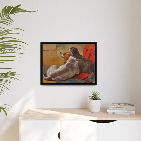 A Hound and a Bearded Collie by John Frederick Herring Framed Canvas