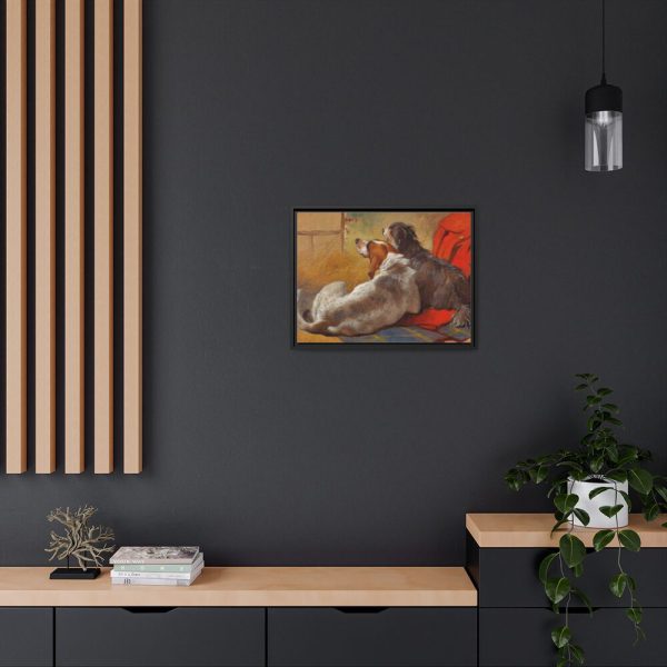 A Hound and a Bearded Collie by John Frederick Herring Framed Canvas