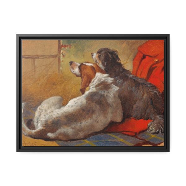 A Hound and a Bearded Collie by John Frederick Herring Framed Canvas