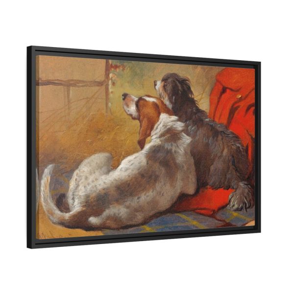 A Hound and a Bearded Collie by John Frederick Herring Framed Canvas